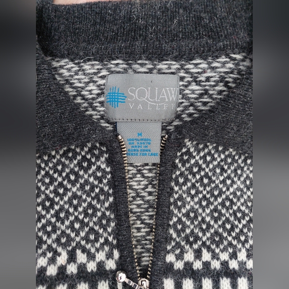 VTG 100% Wool SZ Med 1/4 Zip Nordic Winter Snowflake Ski Y2K Squaw Valley - Picture 3 of 16